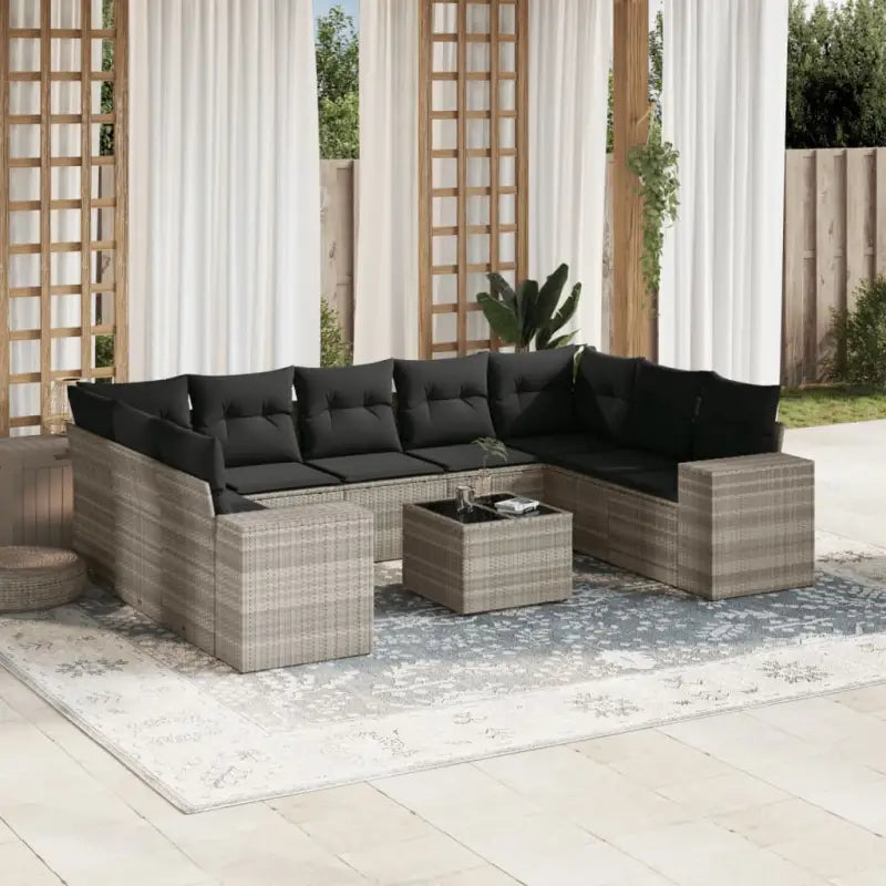 Zwarte tuinset met gepoedercoat staal en comfortabele afmetingen - Lichtgrijs en donkergrijs / Met tafel - Tuinsets