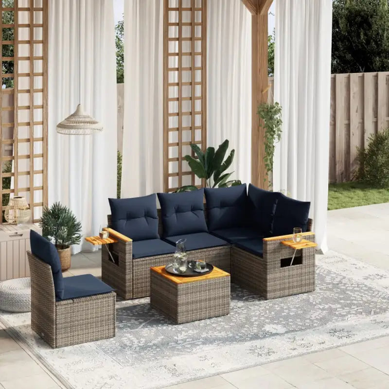 Zwarte tuinset met gepoedercoat staal en comfortabele afmetingen zitting - Grijs / Met tafel - Tuinsets