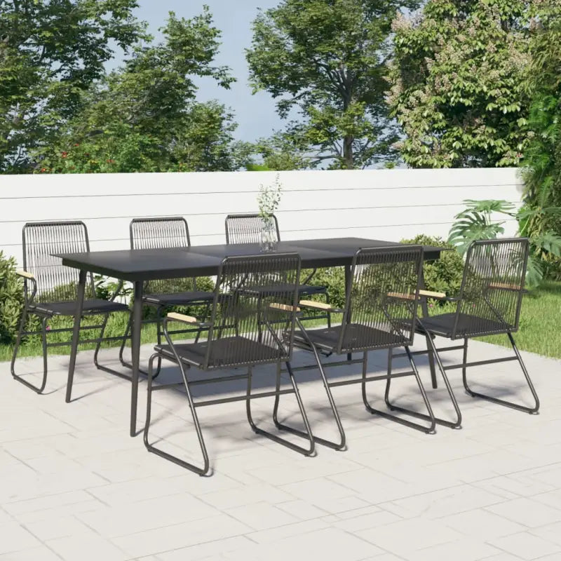 Zwarte tuinset met gepoedercoat staal en duurzaam PVC-rattan - 7 - Tuinsets