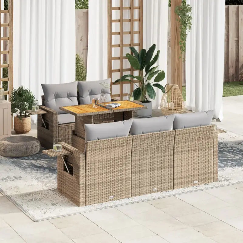 Zwarte tuinset met gepoedercoat staal en waterdichte tas voor buitenplezier - Beige en grijs / met opbergruimte