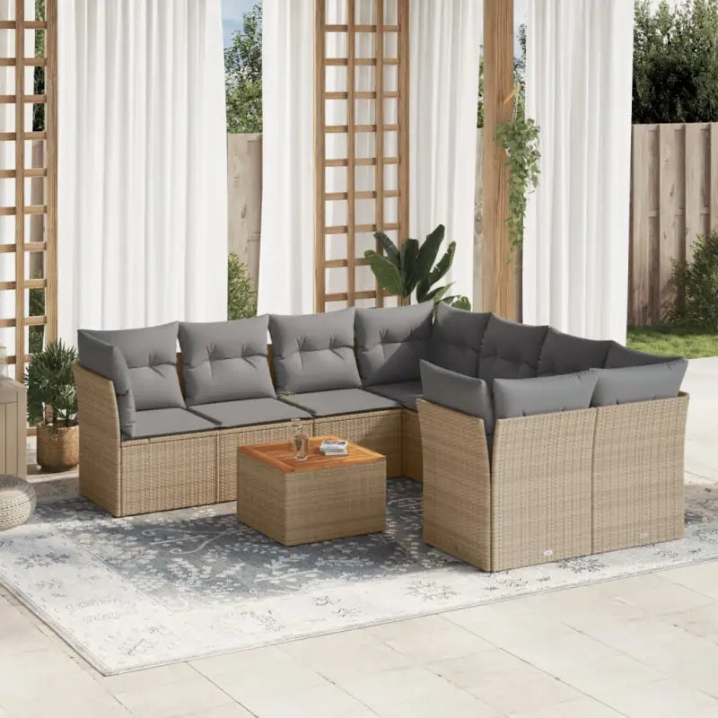 Zwarte tuinset met gepoedercoat staal en waterdichte tas voor buitenplezier - beige mix en grijs / 4x midden + 4x hoek