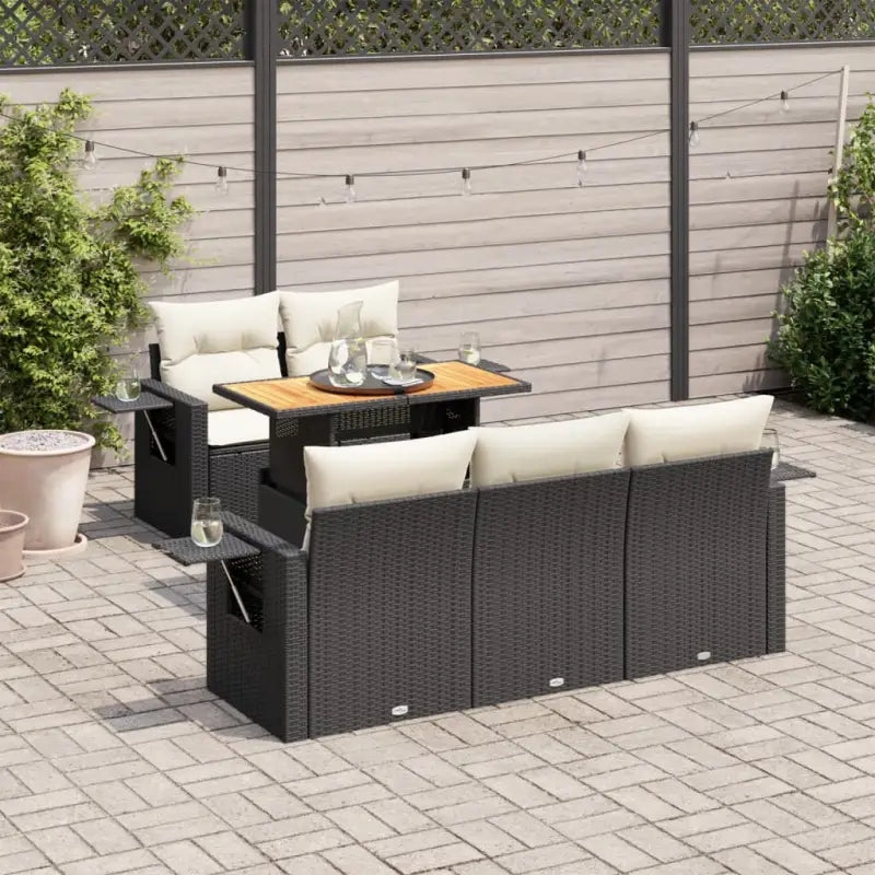 Zwarte tuinset met gepoedercoat staal en waterdichte tas voor buitenplezier - Zwart en crème / met opbergruimte