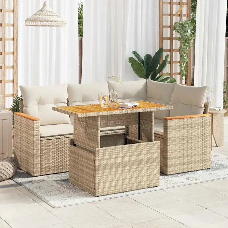 Zwarte tuinset met gepoedercoat staal en waterdichte tas voor buiten - beige en crèmekleurig / met opbergruimte