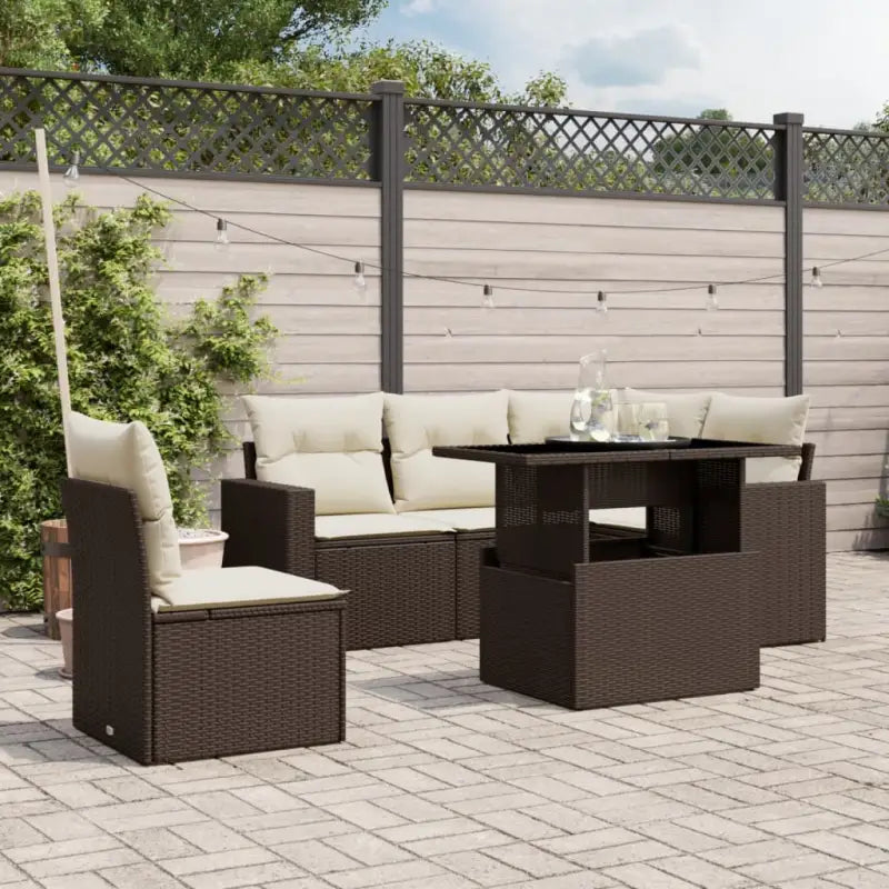 Zwarte tuinset met gepoedercoat staal voor comfortabel buiten genieten - Bruin en crème / Met tafel - Tuinsets