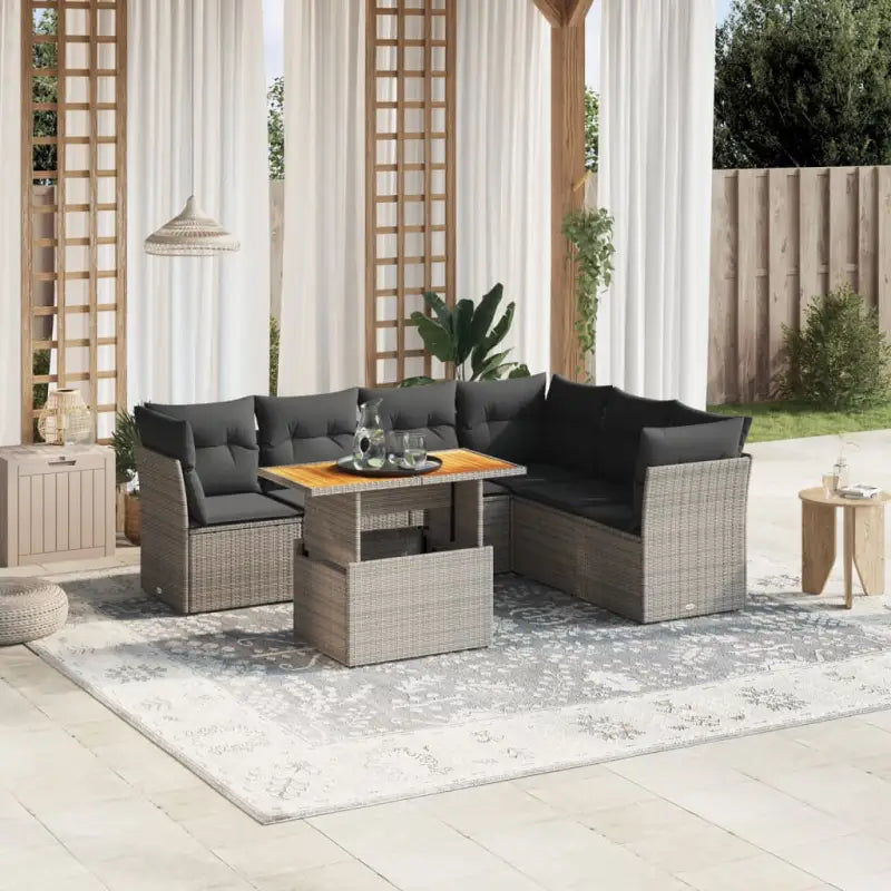 Zwarte tuinset met gepoedercoat staal voor comfortabel buiten genieten - grijs en donkergrijs / 3x midden + 3x hoek