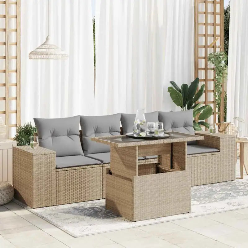 Zwarte tuinset met gepoedercoat staal voor comfortabel buiten genieten - Beige en grijs / met opbergruimte - Tuinsets