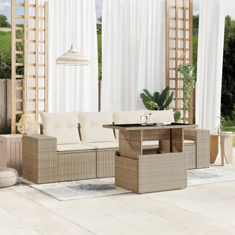 Zwarte tuinset met gepoedercoat staal voor comfortabel buiten genieten - beige en crèmekleurig / zonder opbergruimte