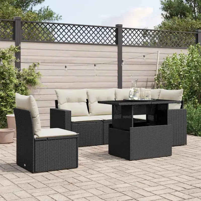 Zwarte tuinset met gepoedercoat staal voor comfortabel buiten genieten - Zwart en crème / Met tafel - Tuinsets