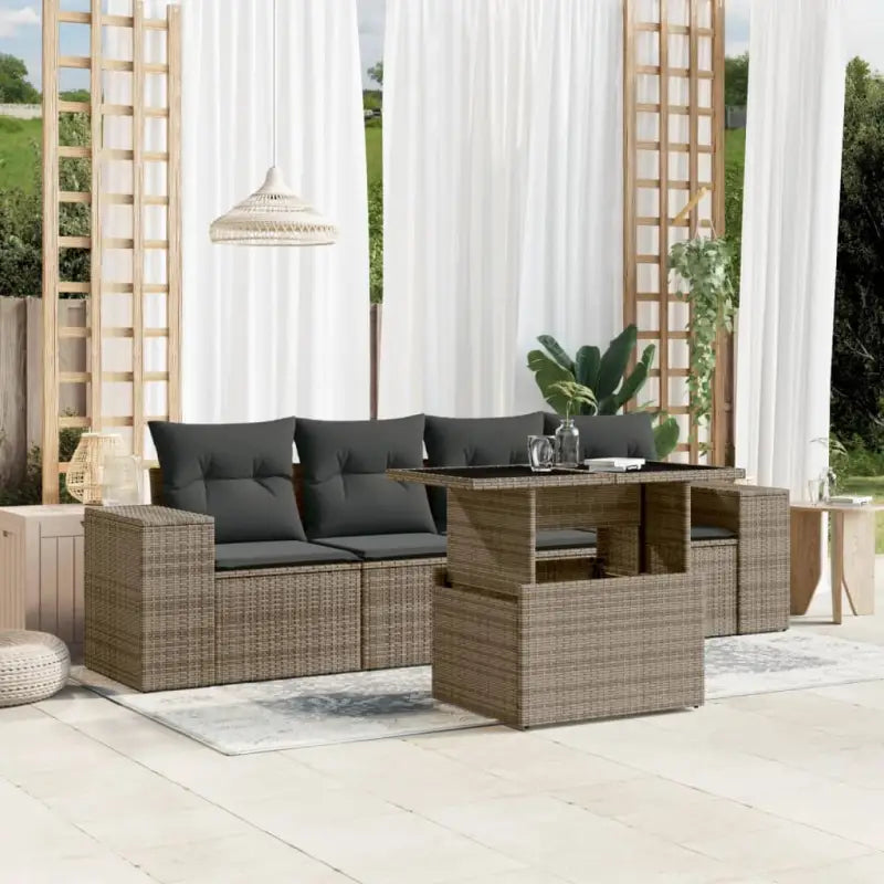 Zwarte tuinset met gepoedercoat staal voor comfortabel buiten genieten - Grijs / zonder opbergruimte - Tuinsets