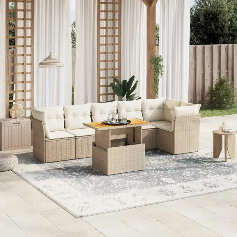 Zwarte tuinset met gepoedercoat staal voor comfortabel buiten genieten - beige en crèmekleurig / 3x hoek + 3x midden