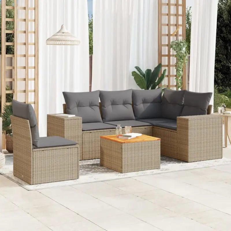 Zwarte tuinset met gepoedercoat staal voor comfortabel buitenleven - Beige en grijs / 2x middle + table + 1x corner