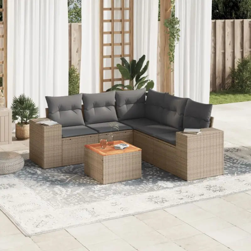 Zwarte tuinset met gepoedercoat staal voor comfortabel buitenleven - Beige en grijs / hoek + Tafel + 2x midden
