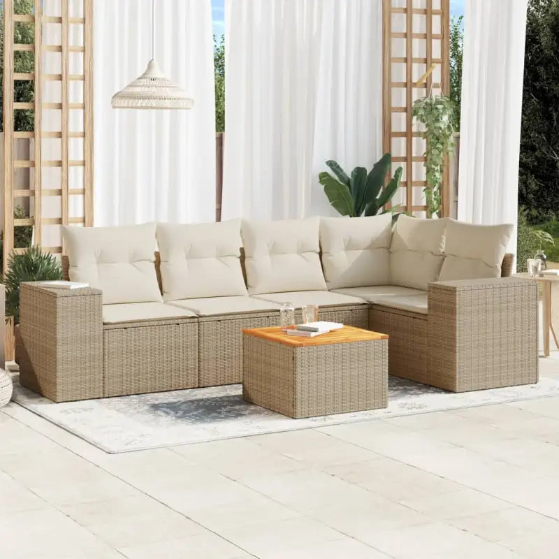 Zwarte tuinset met gepoedercoat staal voor comfortabel buitenleven - Beige / Tafel + hoek + 2x midden - Tuinsets