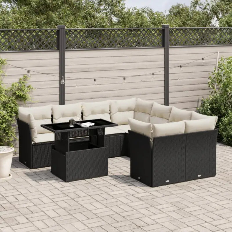 Zwarte tuinset met gepoedercoat staal voor comfortabele buitenruimte - Zwart en crème / zonder opbergruimte - Tuinsets