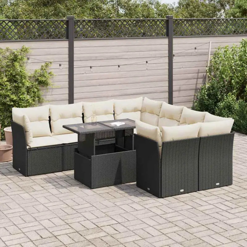 Zwarte tuinset met gepoedercoat staal voor comfortabele buitenruimte - Zwart en crème / met opbergruimte - Tuinsets
