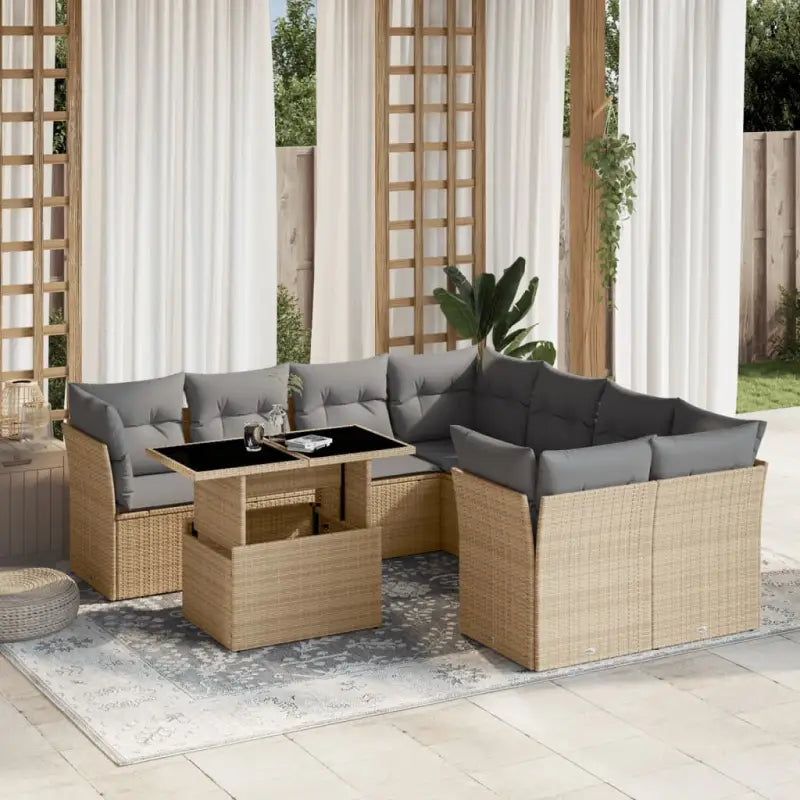Zwarte tuinset met gepoedercoat staal voor comfortabele buitenruimte - Beige en grijs / zonder opbergruimte - Tuinsets