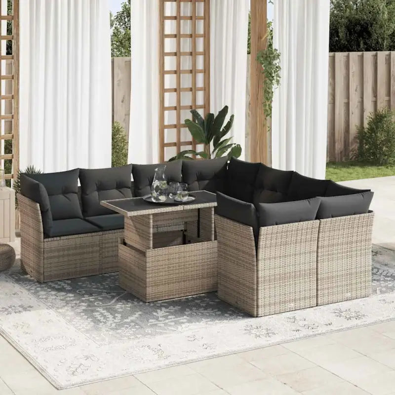 Zwarte tuinset met gepoedercoat staal voor comfortabele buitenruimte - Grijs / met opbergruimte - Tuinsets