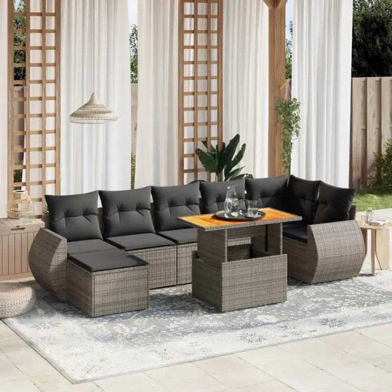 Zwarte tuinset met gepoedercoat staal voor terras en tuin ontspanning - grijs en donkergrijs / 3x midden + 3x hoek
