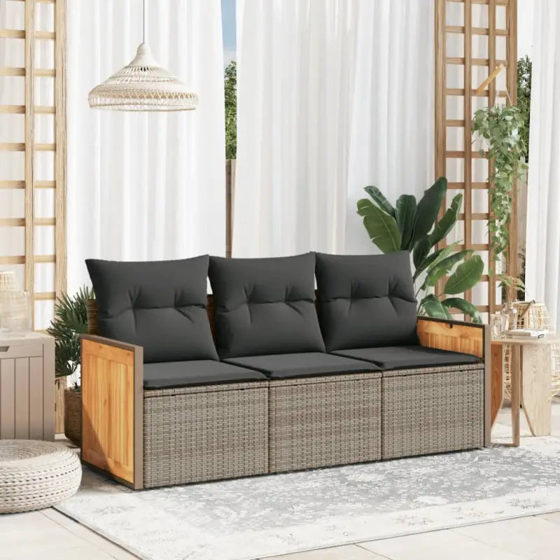 Zwarte tuinset met poly rattan en gepoedercoat staal voor comfortabel buitenplezier - Grijs / Zonder tafel - Tuinsets