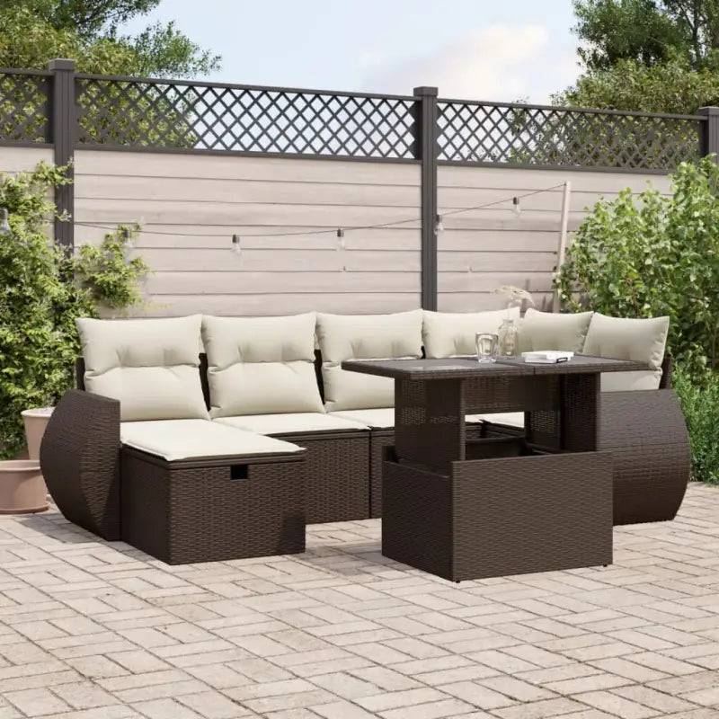 Zwarte tuinset van gepoedercoat staal met comfortabele afmetingen - Bruin en crème / zonder opbergruimte - Tuinsets