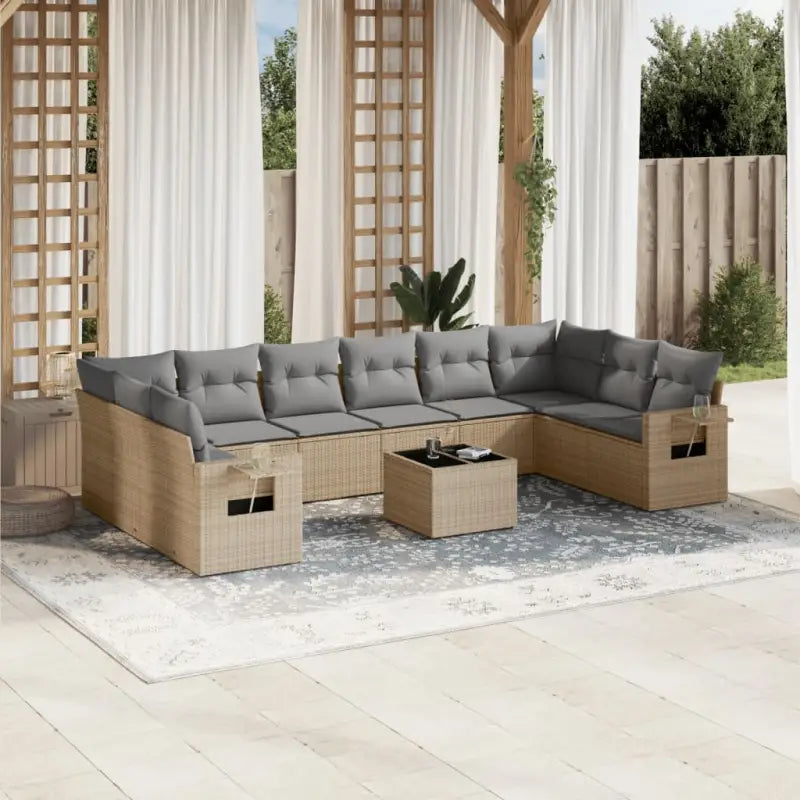 Zwarte tuinset van gepoedercoat staal voor comfortabel buitengebruik - Beige en grijs / Met tafel - Tuinsets