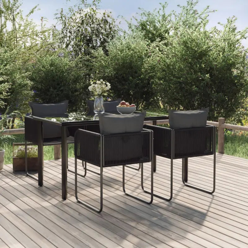 Zwarte tuinset van gepoedercoat staal voor een stijlvolle buitenruimte - 160 cm tafellengte - Tuinsets