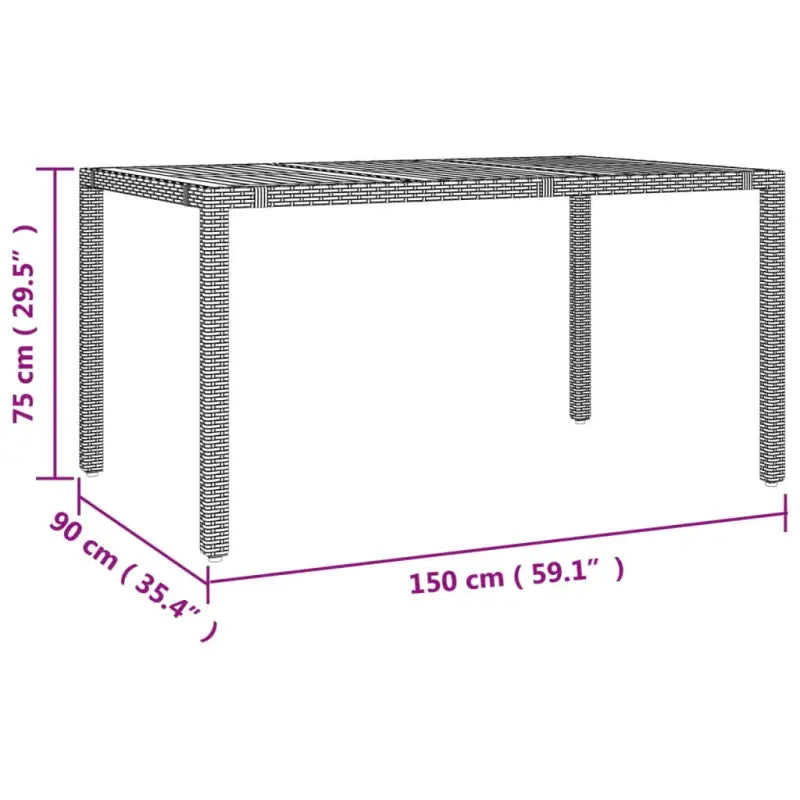 Zwarte tuintafelset met poly rattan materiaal en vulling voor elegant buitenplezier - Tuinsets