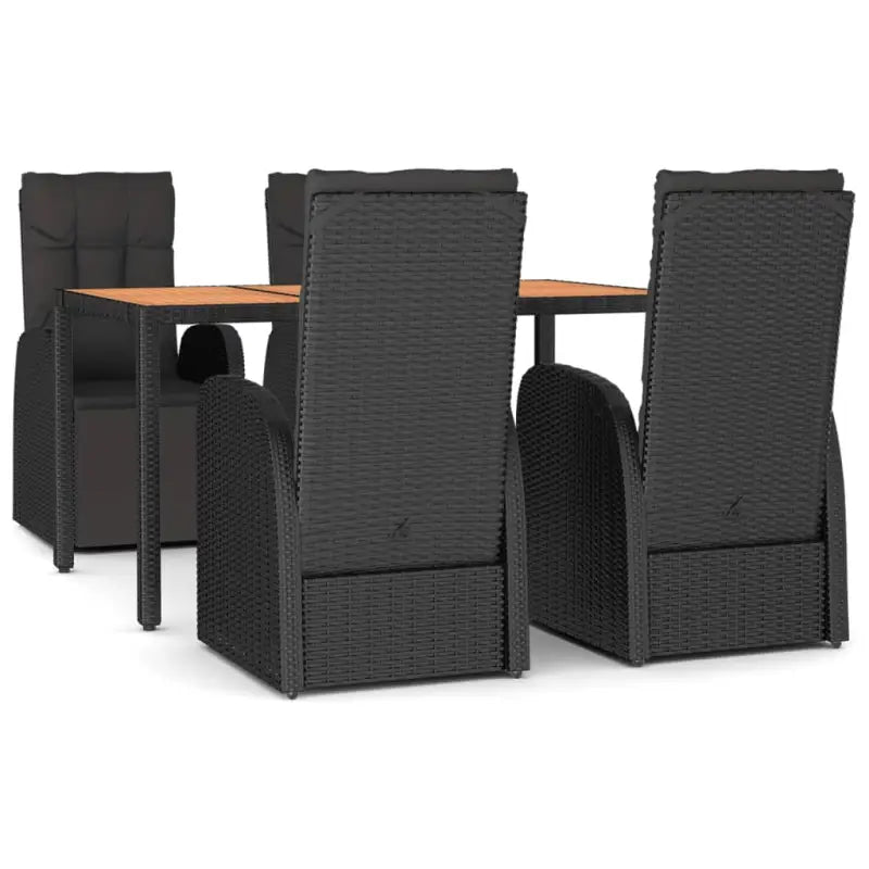 Zwarte tuintafelset met poly rattan materiaal en vulling voor elegant buitenplezier - Tuinsets