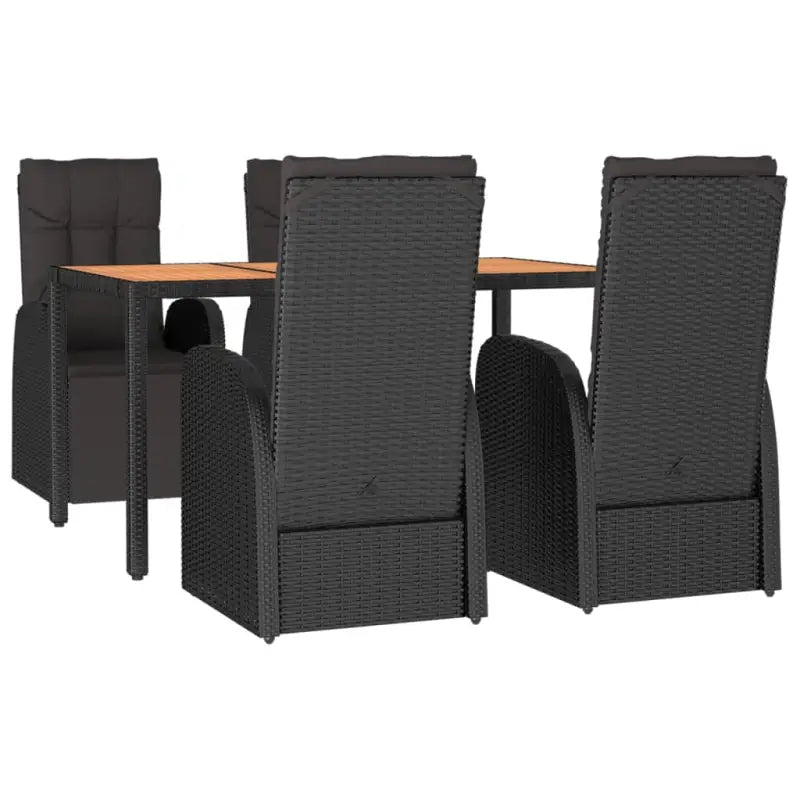 Zwarte tuintafelset met poly rattan materiaal en vulling voor elegant buitenplezier - Tuinsets