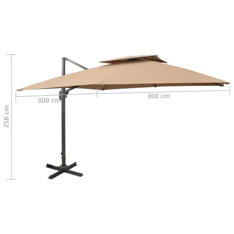 Zweefparasol met dubbel dak voor schaduw en bescherming bij zware regenval - Parasols en zonneschermen