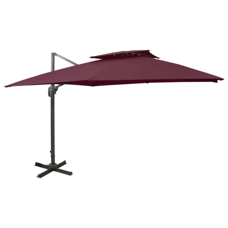 Zweefparasol met dubbel dak voor schaduw en bescherming bij zware regenval - Zwart / 300 x 400 cm / 1 - Parasols