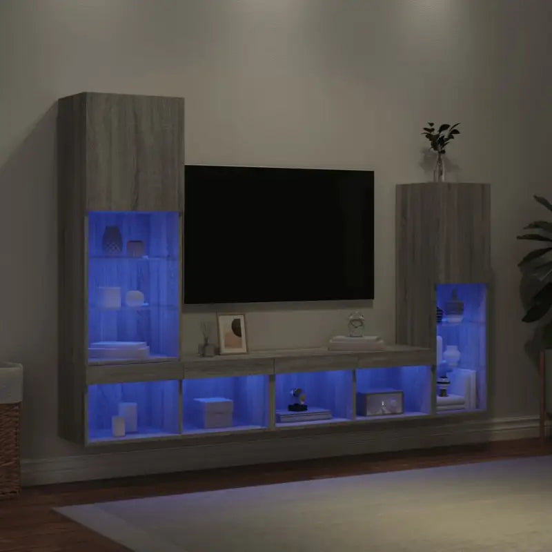 Zwevend TV meubel in Grijs Sonoma met RGB LED-verlichting - Tv-meubels