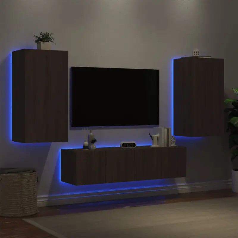 Zwevend tv-meubel met RGB LED-verlichting in Grijs Sonoma - bruin eikenkleur / 1 - Tv-meubels