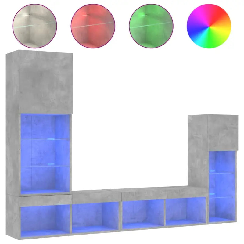 Zwevend tv-meubel van bewerkt hout met RGB LED-verlichting - Tv-meubels