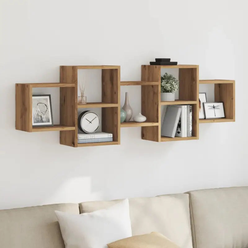 Zwevende schap van bewerkt hout voor maximale ruimtegebruik in huis - Eiken / 129 x 18 x 42 cm / 1 - Wandplanken