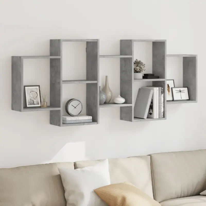 Zwevende schap van bewerkt hout voor maximale ruimtegebruik in huis - Betongrijs / 159 x 18 x 65 cm / 1 - Wandplanken