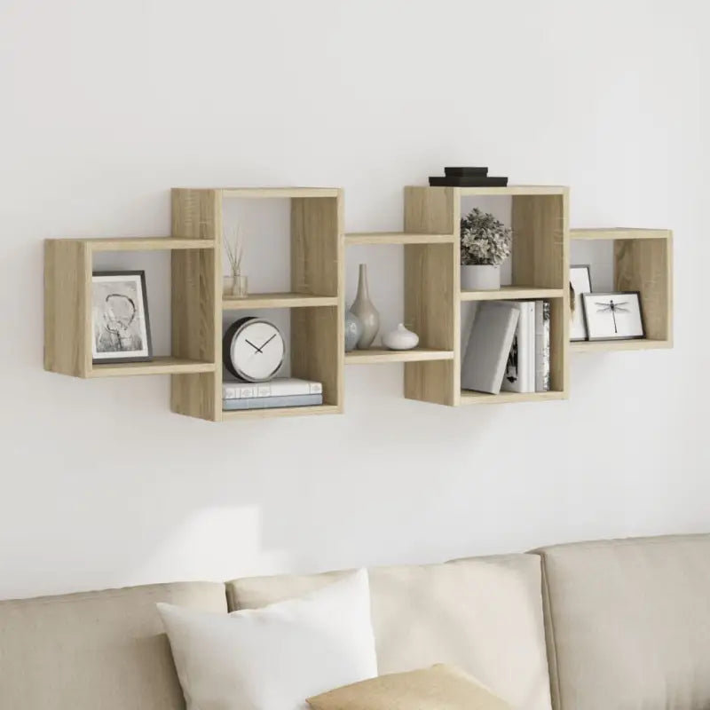 Zwevende schap van bewerkt hout voor maximale ruimtegebruik in huis - Sonoma eiken / 129 x 18 x 42 cm / 1 - Wandplanken
