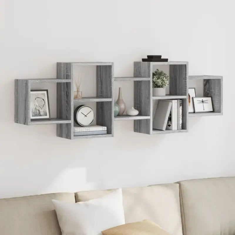 Zwevende schap van bewerkt hout voor maximale ruimtegebruik in huis - Grijs sonoma / 129 x 18 x 42 cm / 1 - Wandplanken