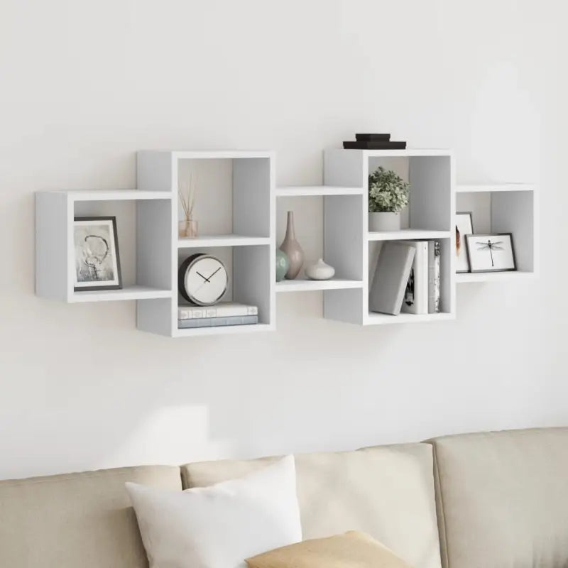 Zwevende schap van bewerkt hout voor maximale ruimtegebruik in huis - Wit / 129 x 18 x 42 cm / 1 - Wandplanken
