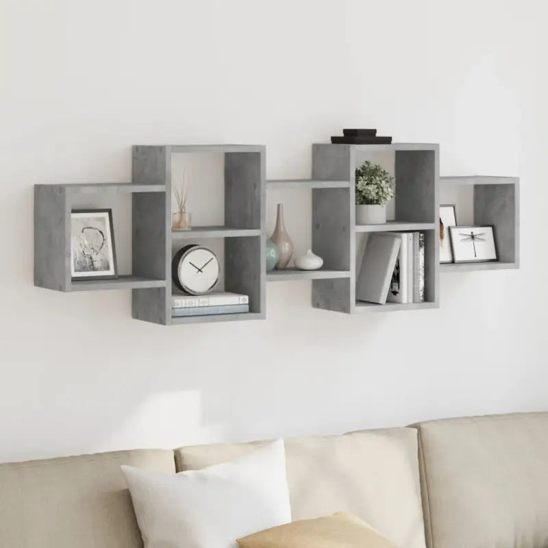 Zwevende schap van bewerkt hout voor maximale ruimtegebruik in huis - Betongrijs / 129 x 18 x 42 cm / 1 - Wandplanken