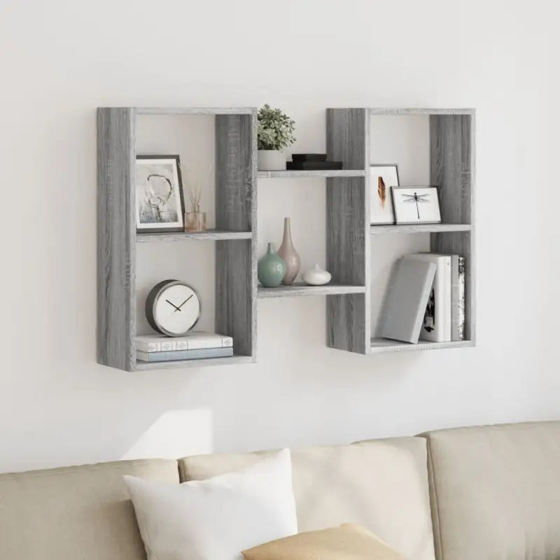 Zwevende schap van bewerkt hout voor maximale ruimtegebruik in huis - Grijs sonoma / 1 - Wandplanken