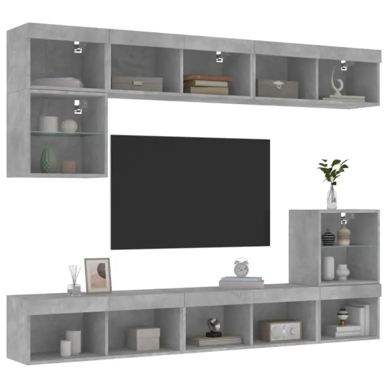 Zwevende tv-meubel van bewerkt hout met rgb led-verlichting - Tv-meubels